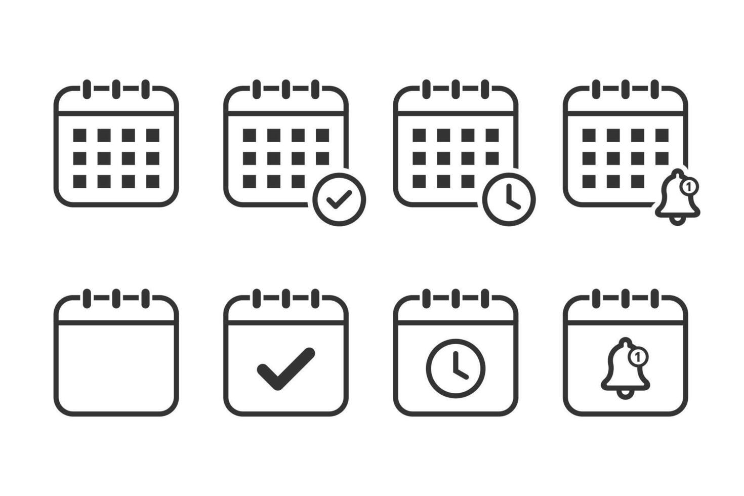 Calendar planner icon collection. Reminder organizer event signs. Calendar notification icon. Schedule icon symbol vector