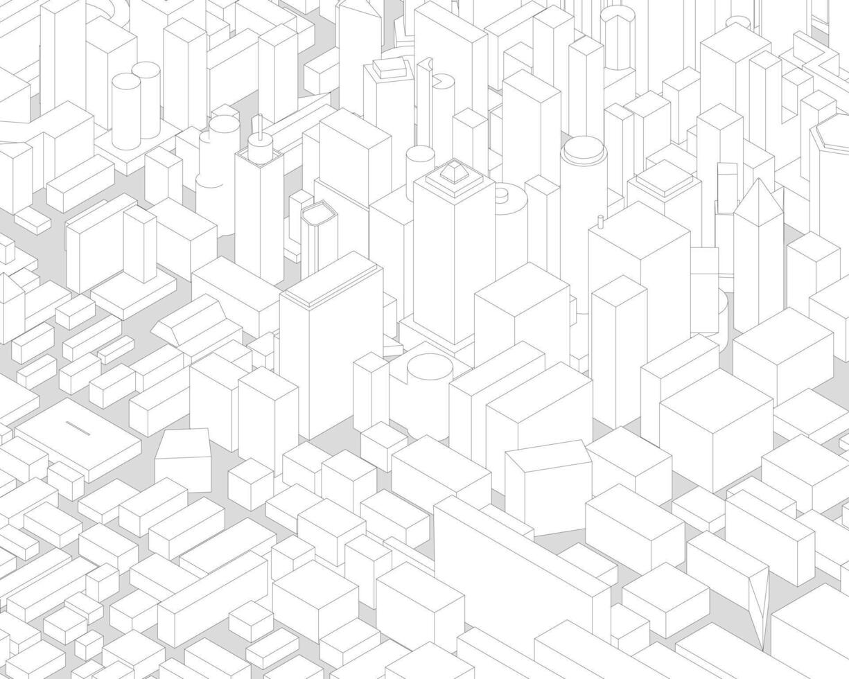isometric city outline architecture cityscape urban building modern illustration vector. vector