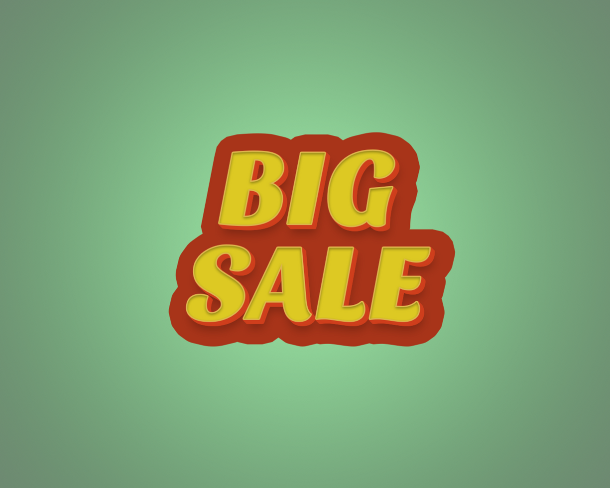 big sale effect text  and with smart object psd