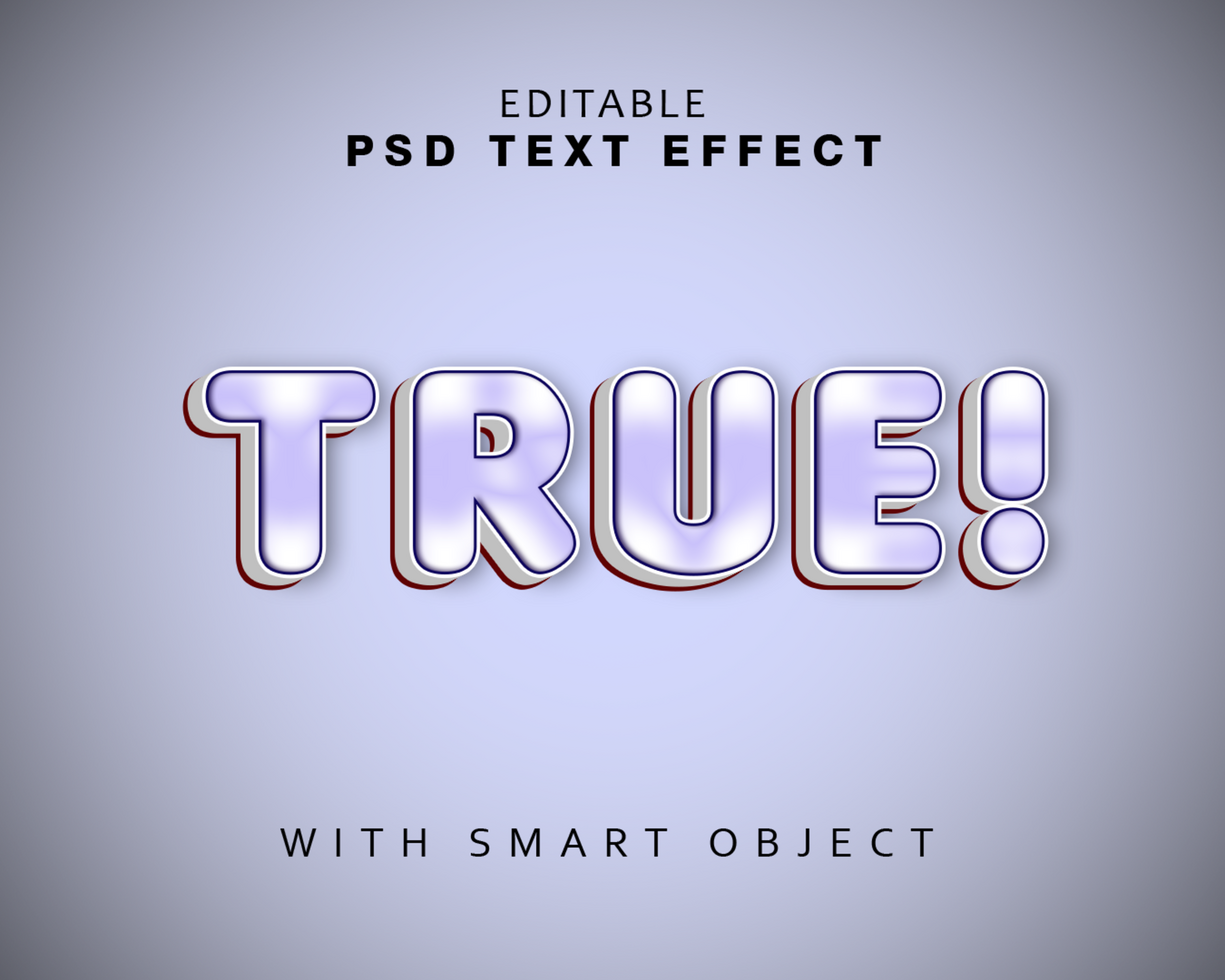 true effect text with smart object psd