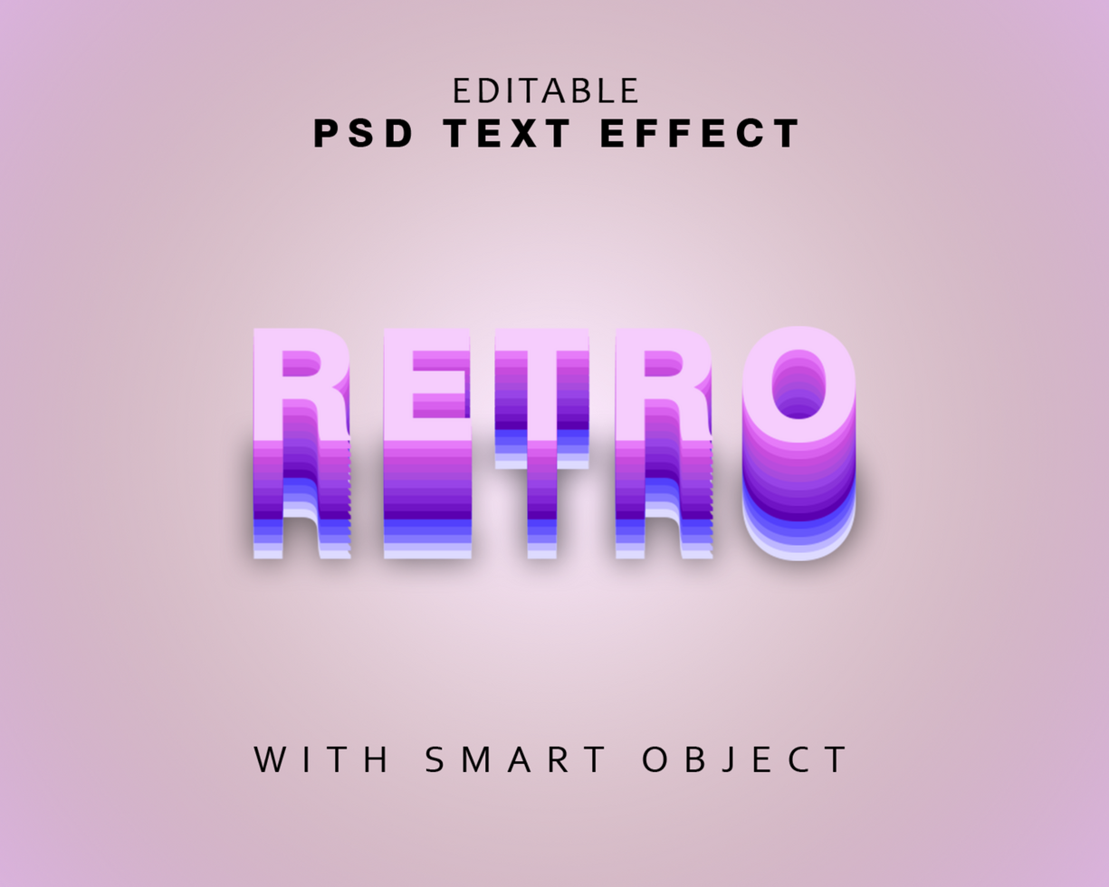 retro effect text with smart object psd