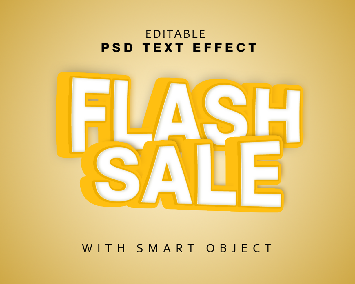 flash sale effect text  with smart object psd