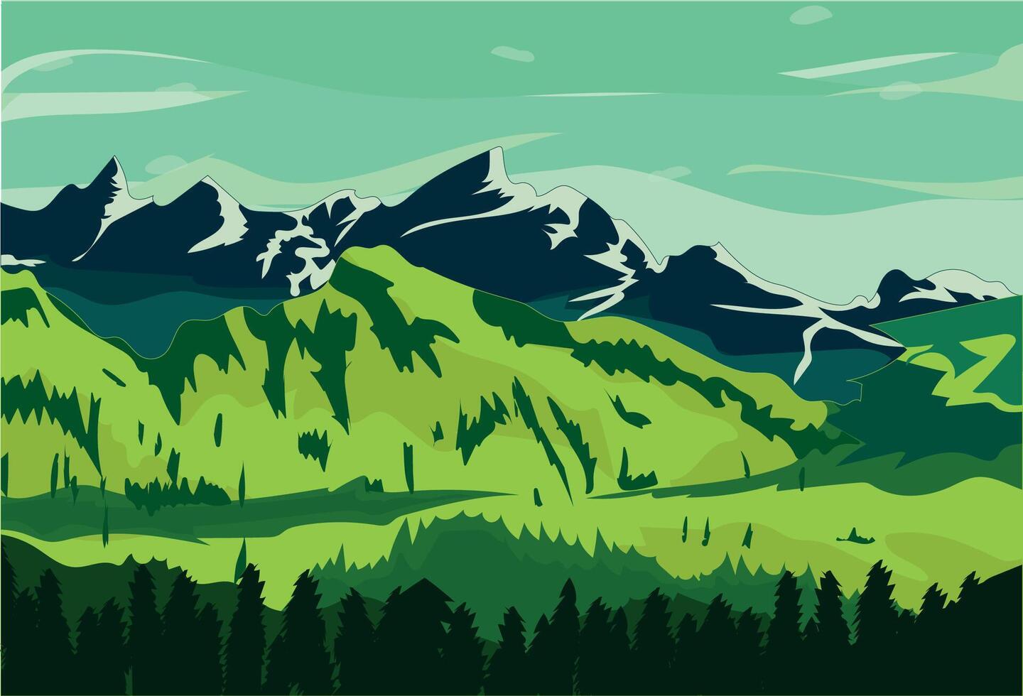 Landscape With Mountains vector