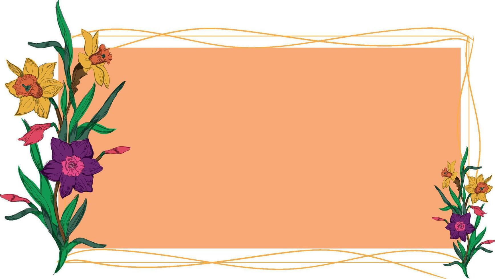 Hand Drawn Colorful Flower Frame vector