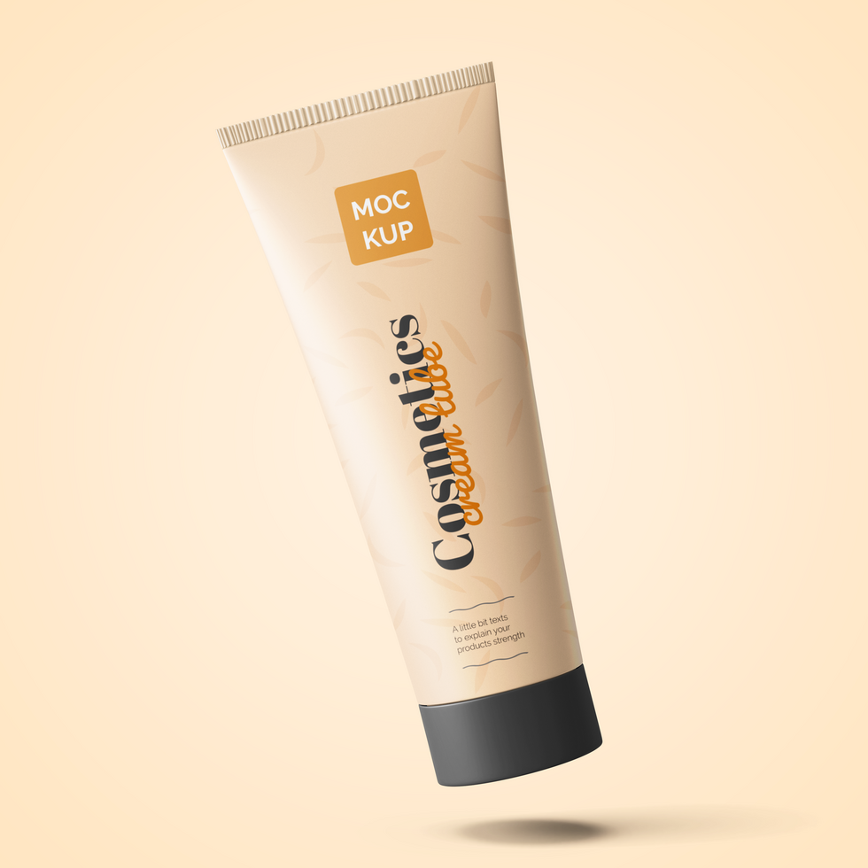 facial skincare cosmetic cream tube product packaging realistic editable psd mockup