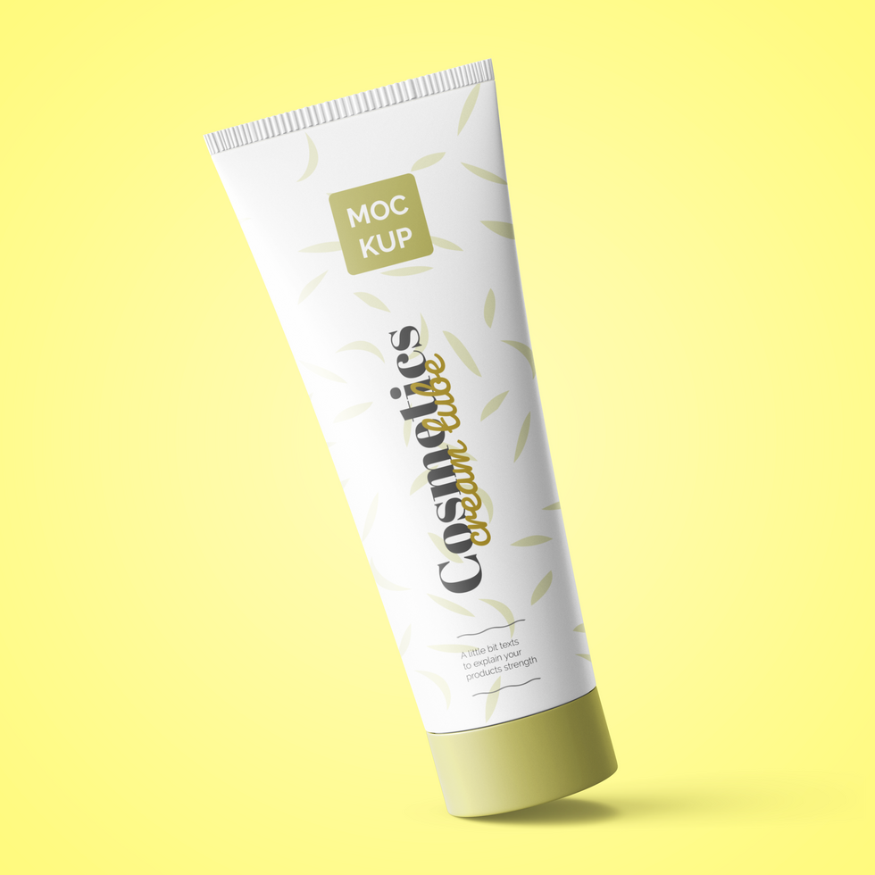 facial skincare cosmetic cream tube product packaging realistic editable psd mockup