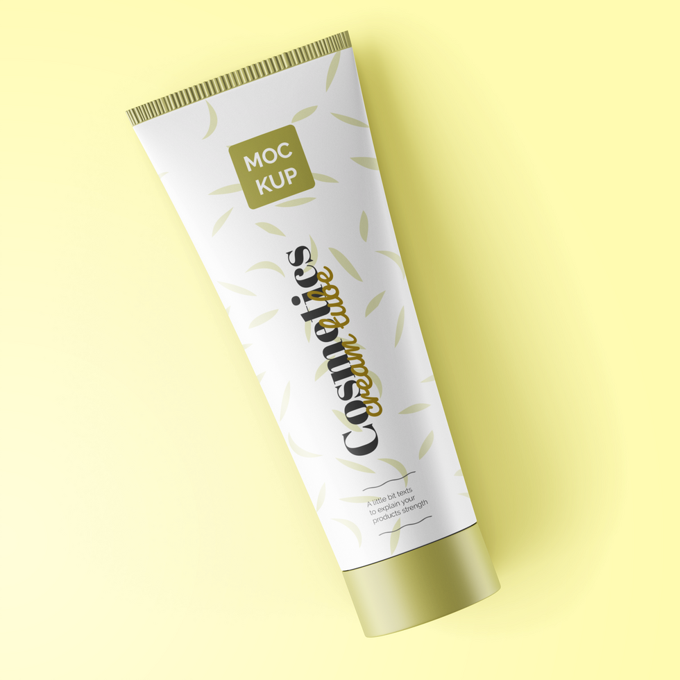 facial skincare cosmetic cream tube product packaging realistic editable psd mockup