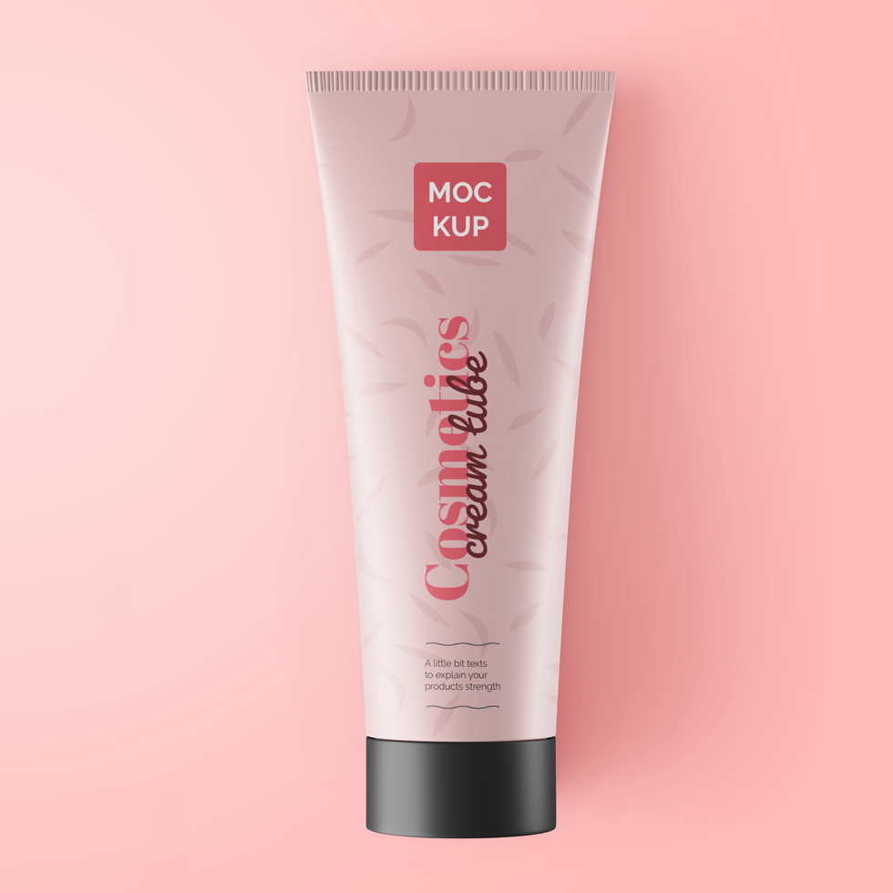 facial skincare cosmetic cream tube product packaging realistic editable psd mockup