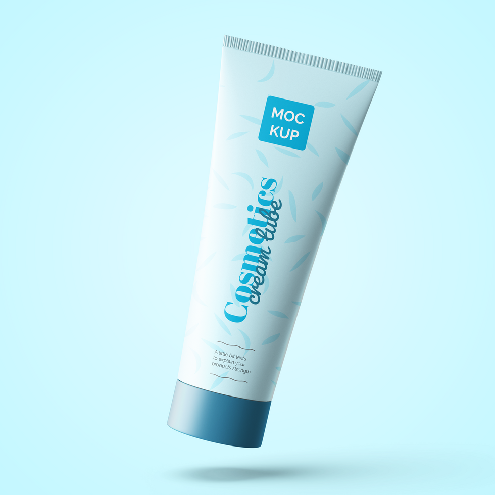 facial skincare cosmetic cream tube product packaging realistic editable psd mockup