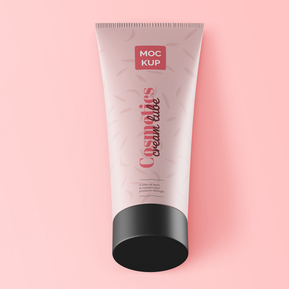 facial skincare cosmetic cream tube product packaging realistic editable psd mockup