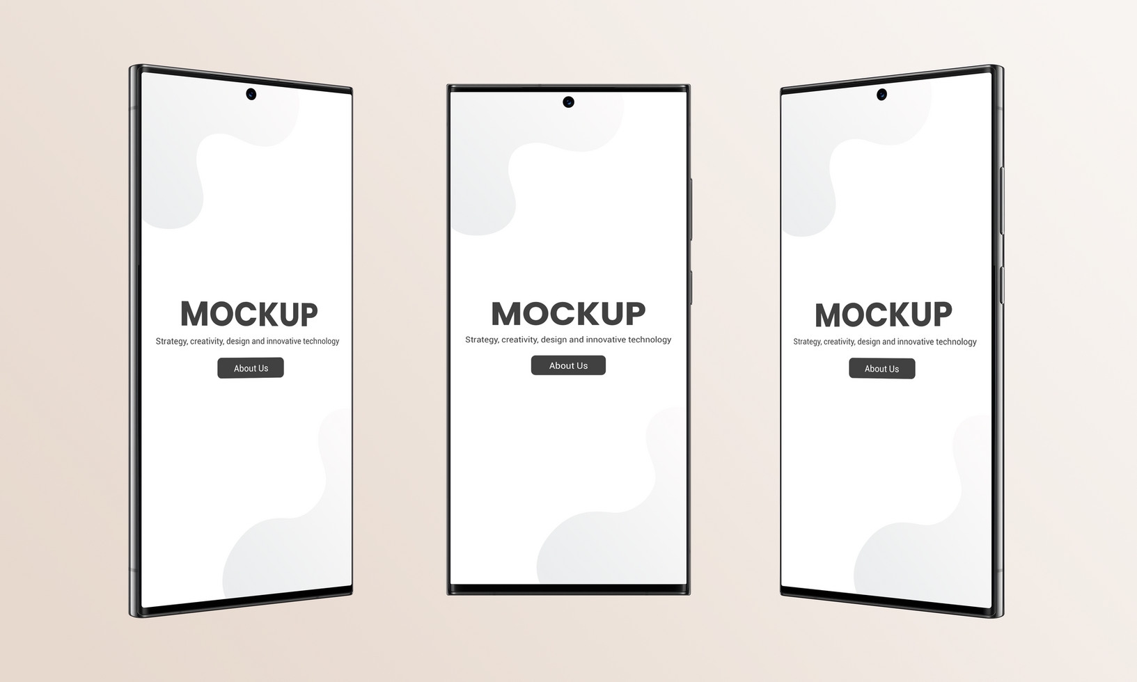 Three positions of a modern square shape smartphone mockup psd