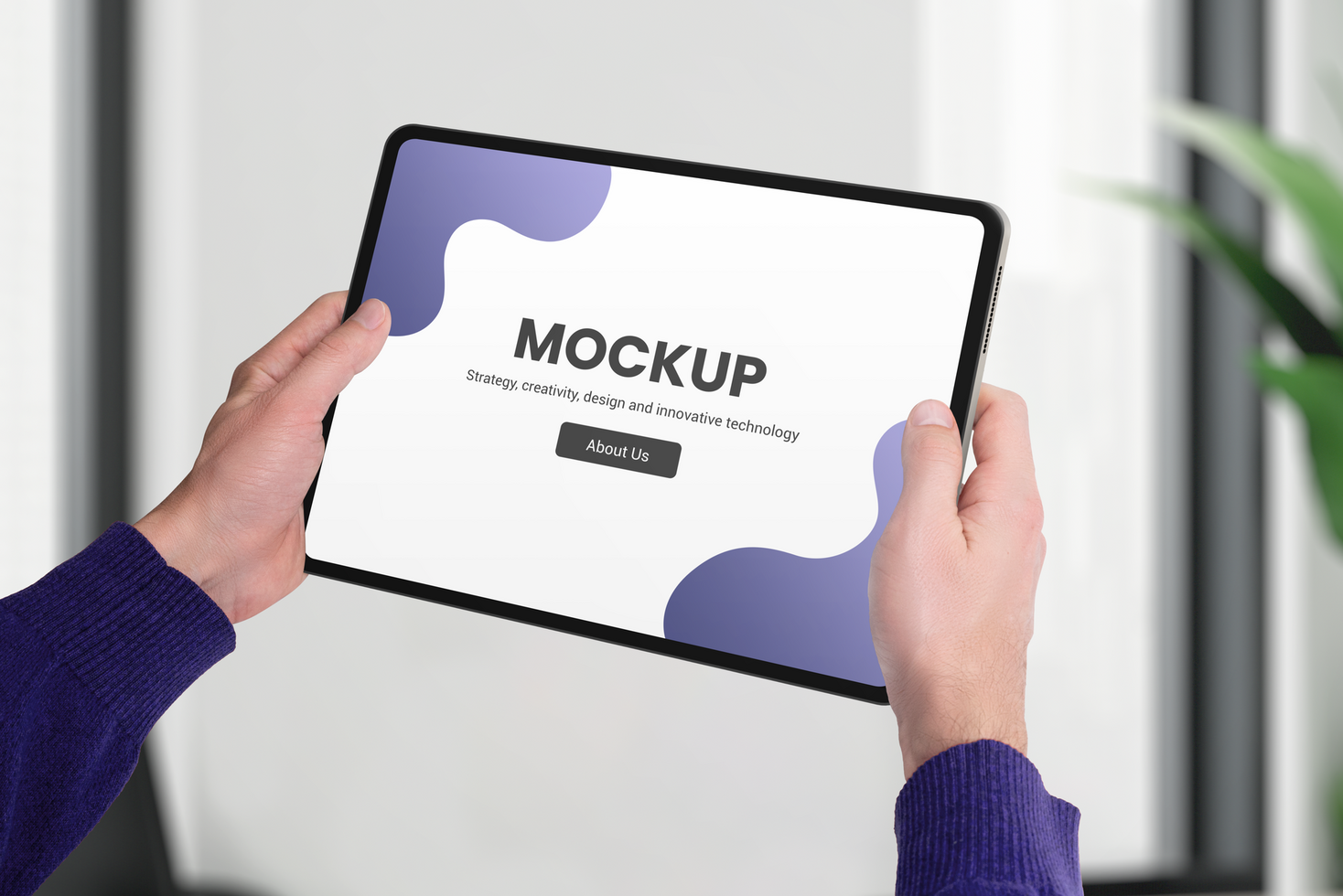 Tablet mockup in man hands close-up psd