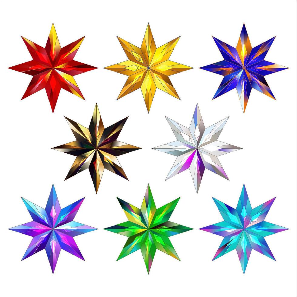 Bundle of colorful polygon star vector