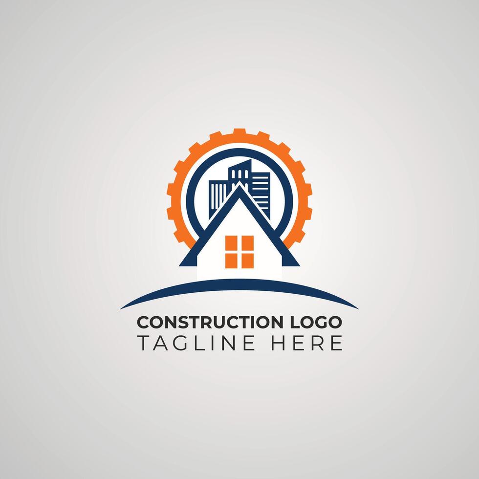 Flat design construction company logo vector