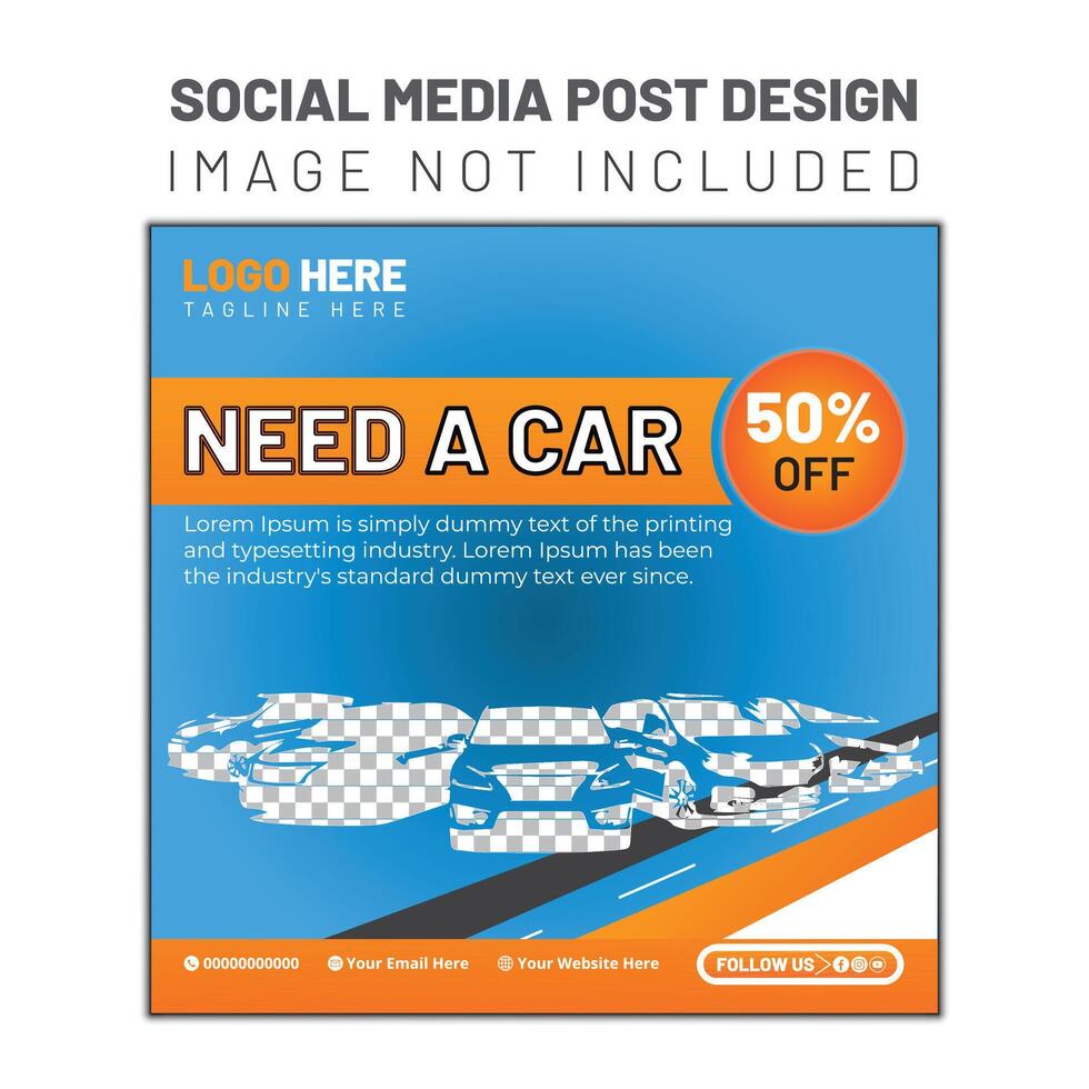 Vector rent car for social media post banner template luxury