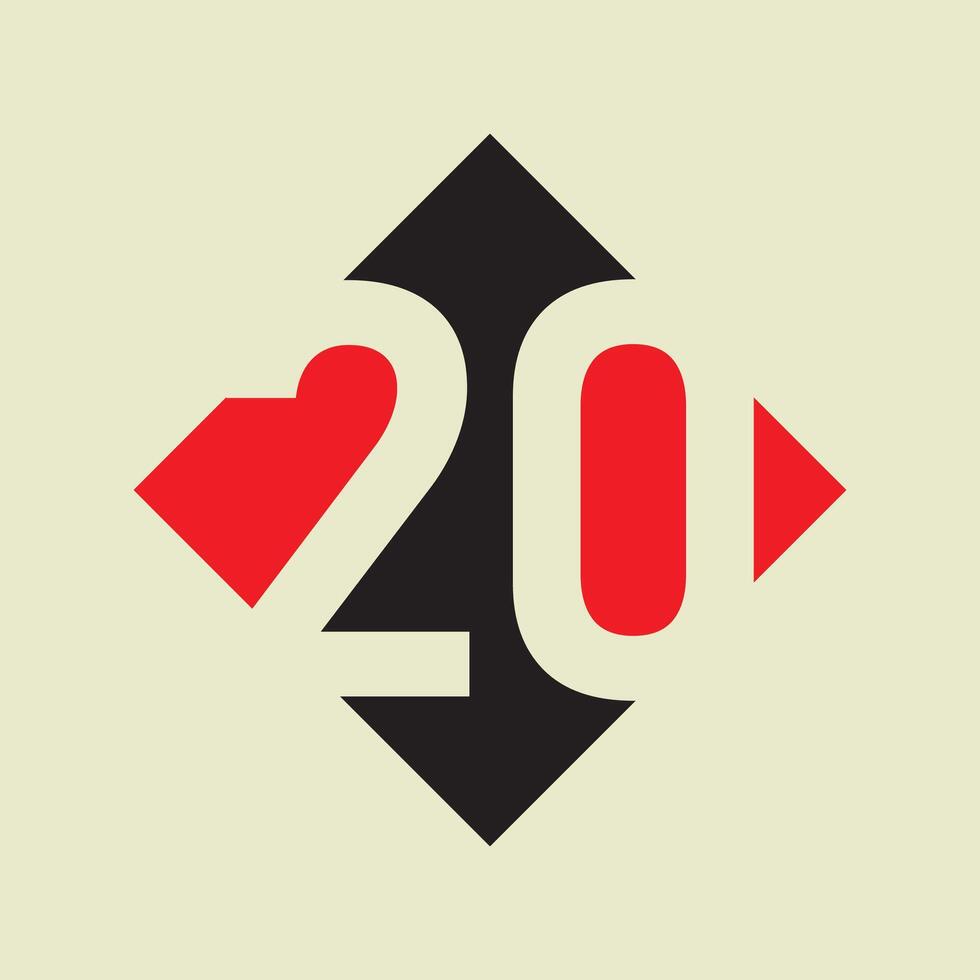 Stylish 20 number logo design service vector