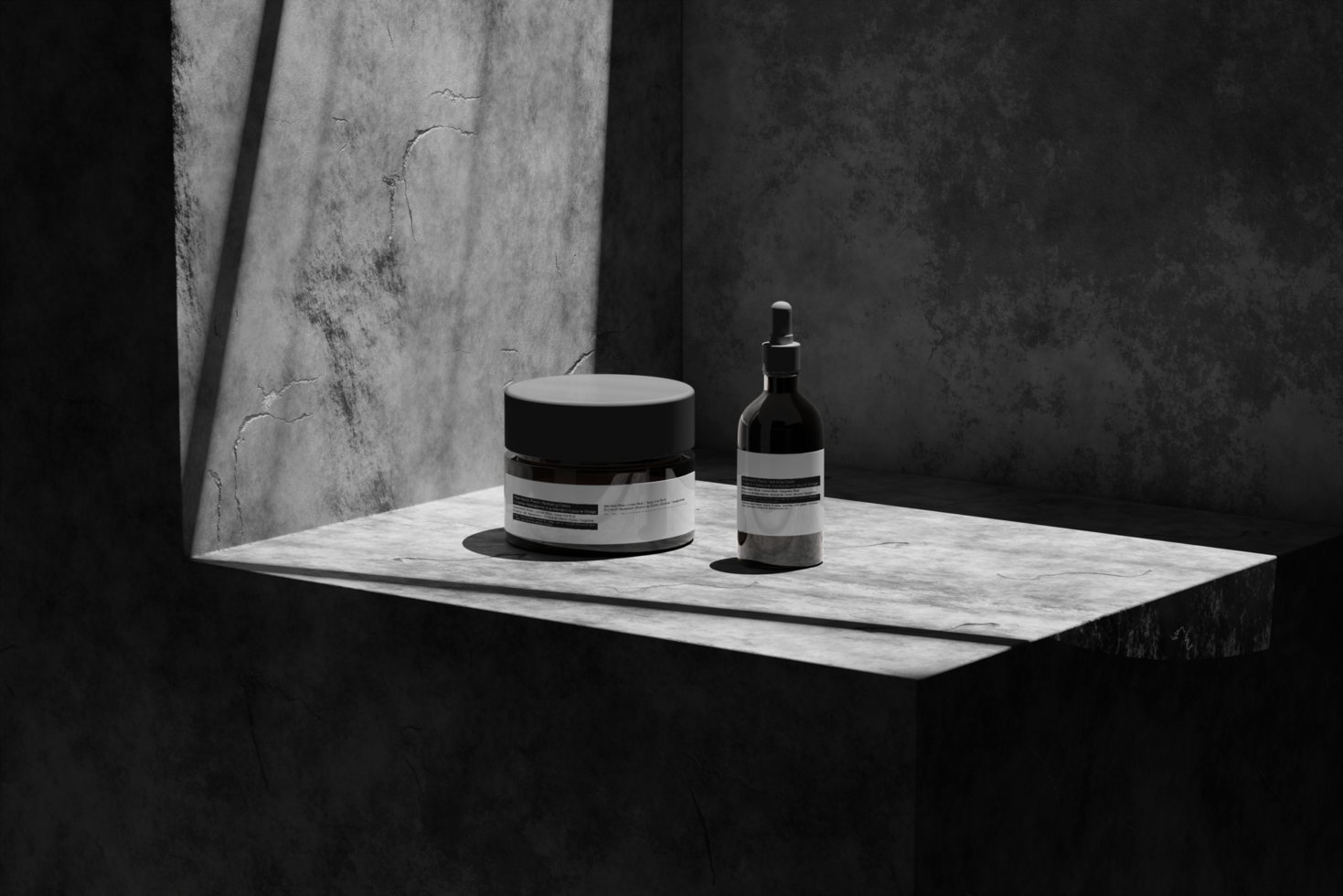 Bottle Pump Mockup and Jar Mockup with Natural Scene for Cosmetic Branding psd