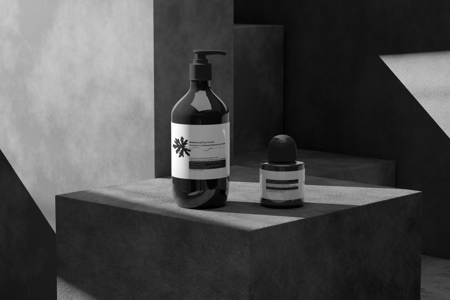 Bottle Mockup with Realistic Scene and Shadow Background psd