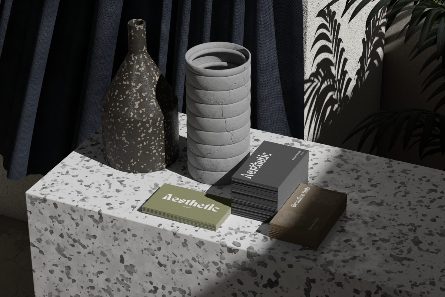 Authentic Background and Natural Shadow with Business Card Mockup psd