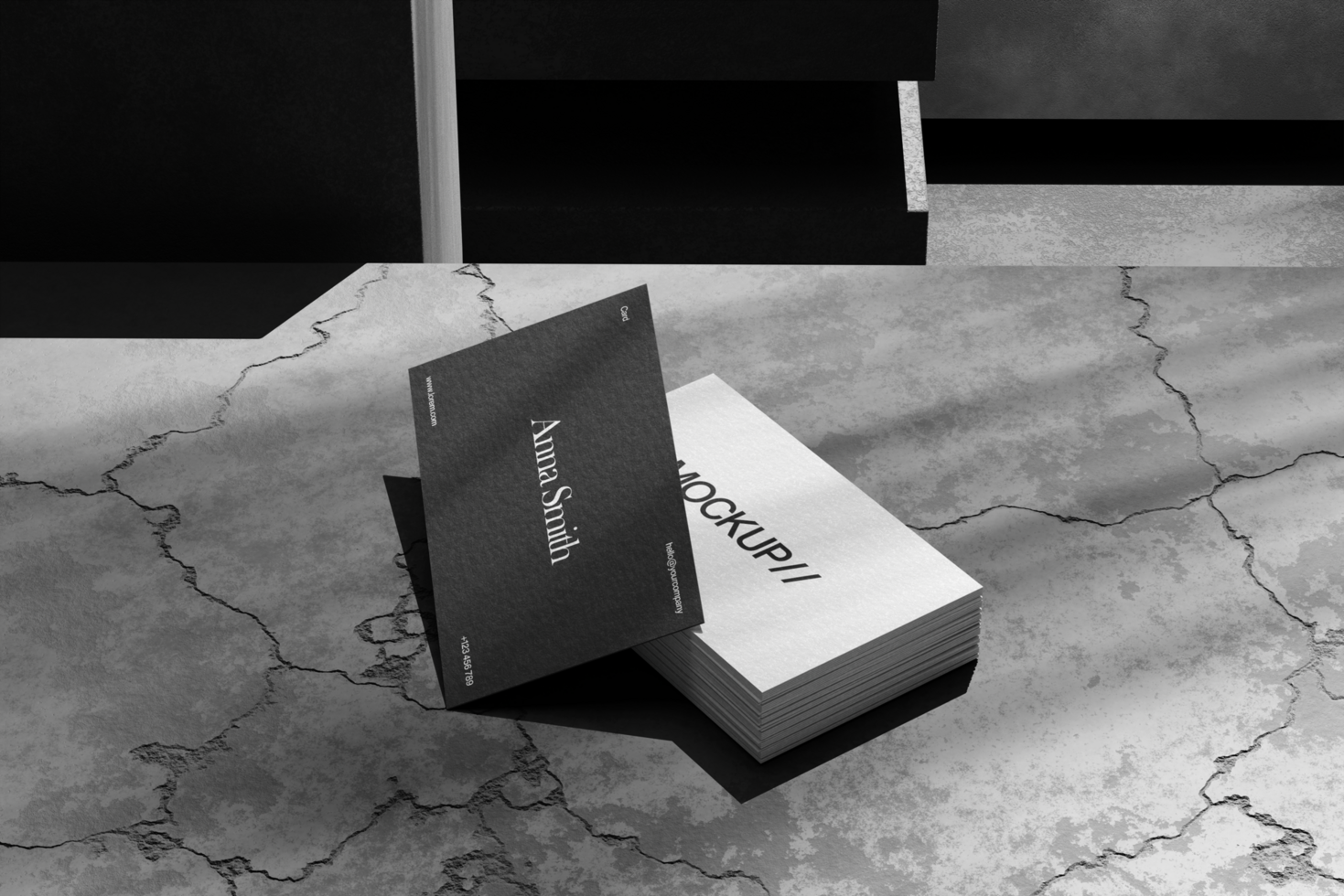 Multiple PSD Business Card Mockup With Concrete Background