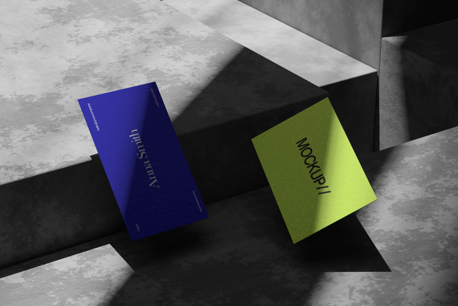Double Business Card with Natural Shadow psd