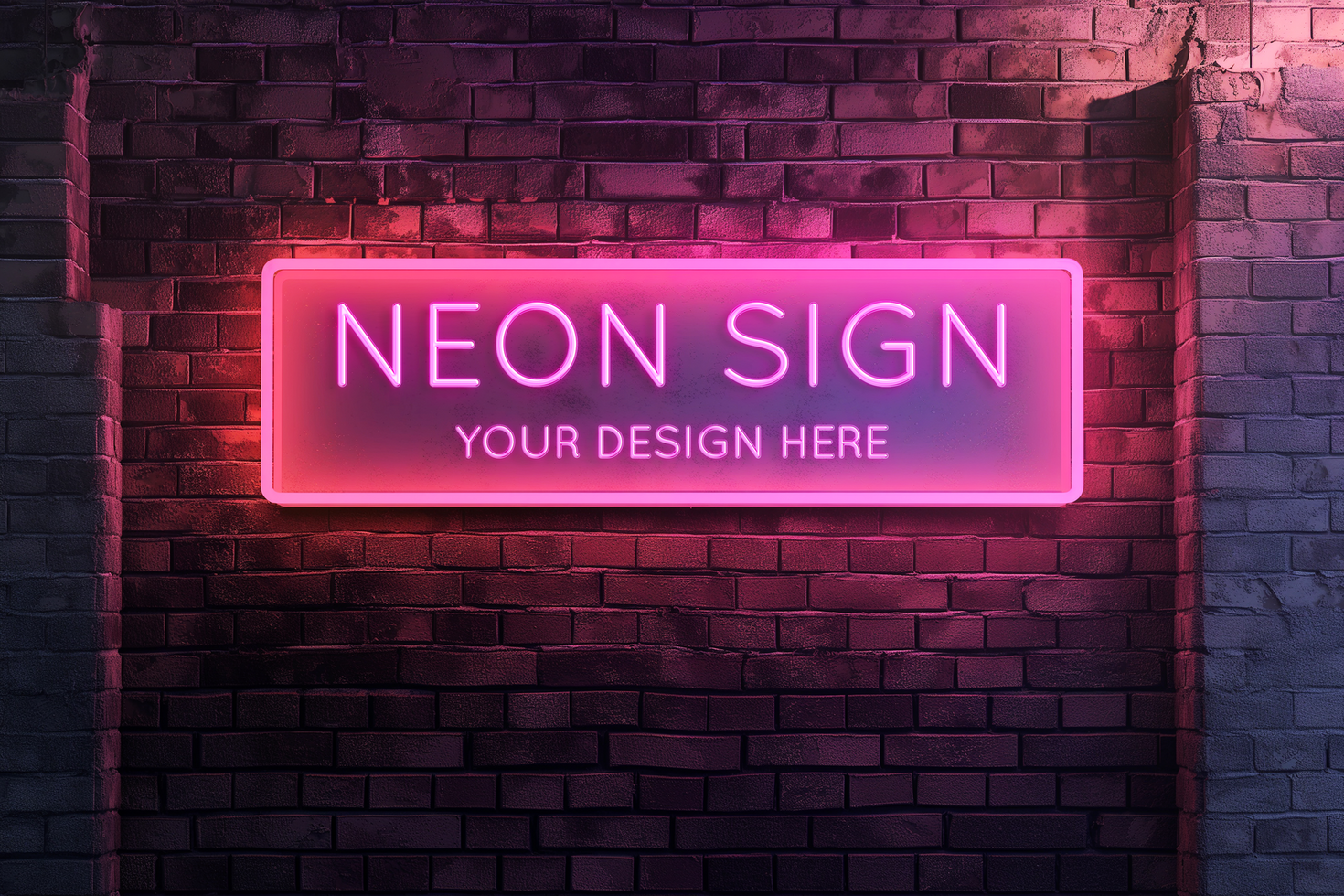 AI generated Neon sign mockup on brick wall psd