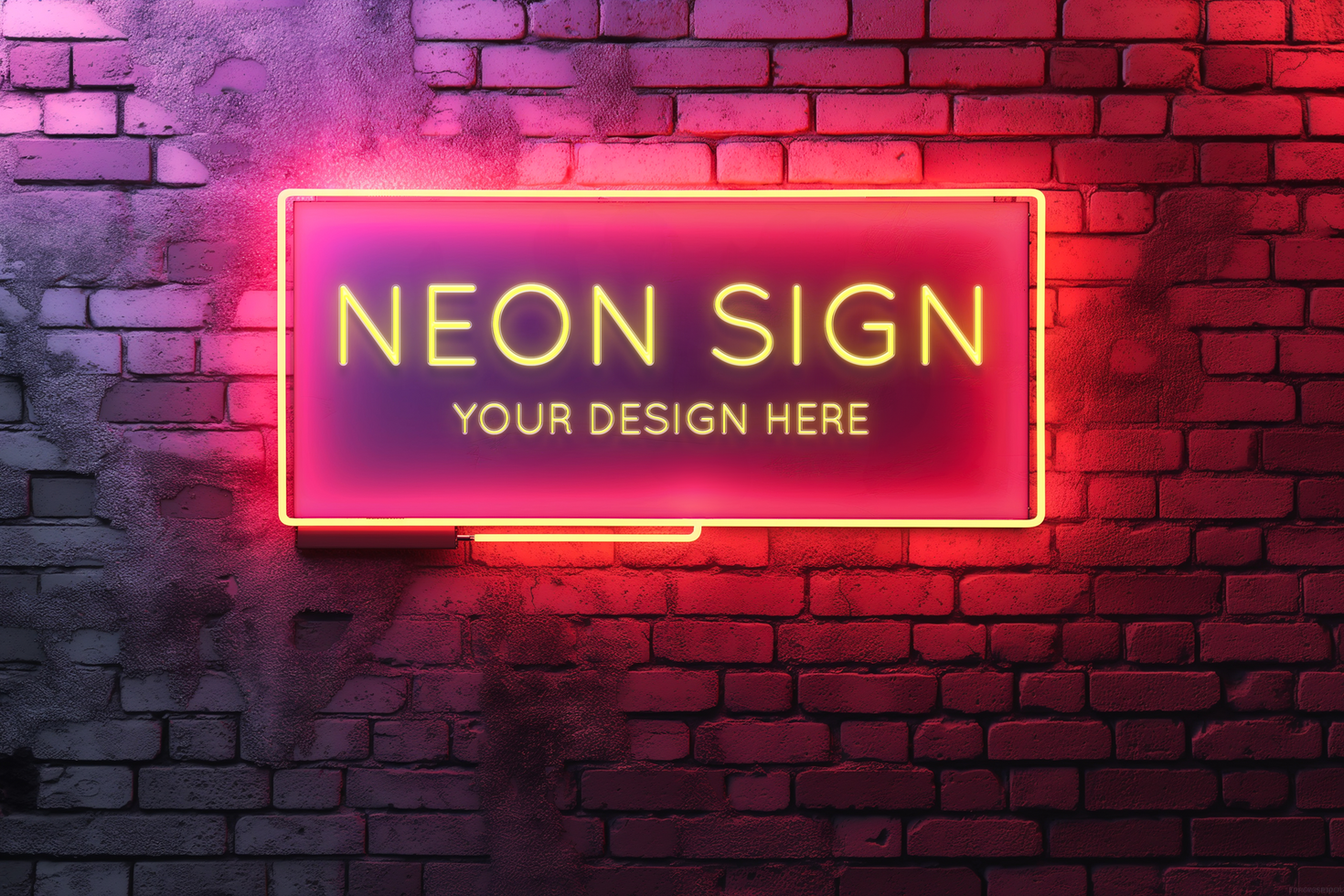 AI generated Neon sign mockup on brick wall psd