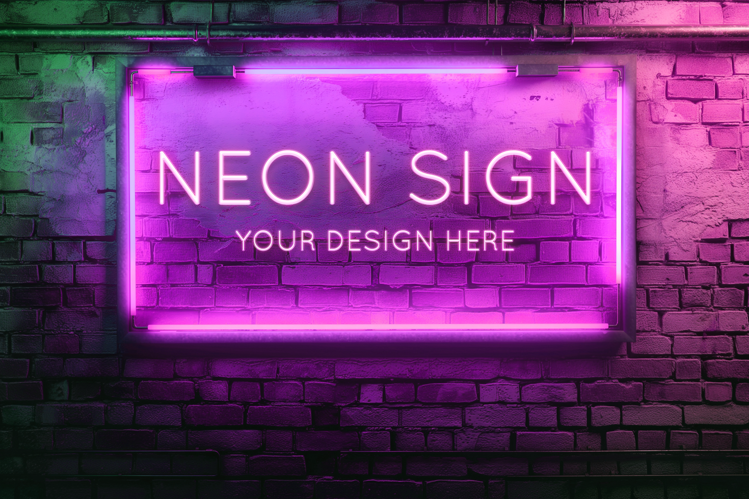 AI generated Neon sign mockup on brick wall psd