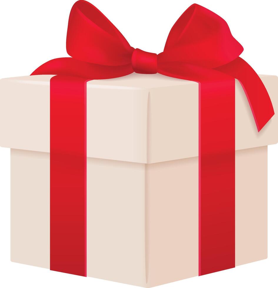 Big and small white square gift boxe with red bow vector
