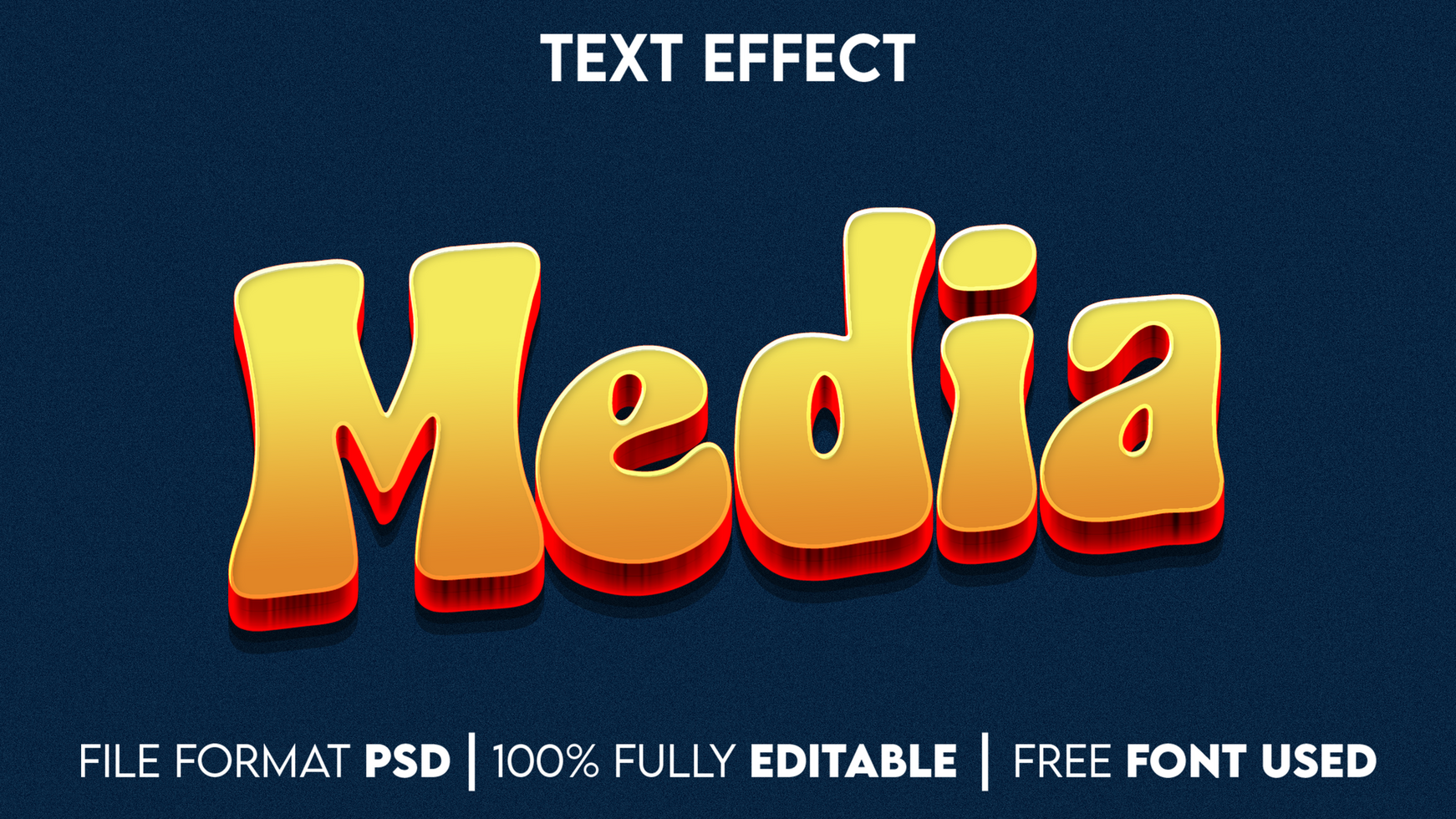 Media 3d editable text effect psd