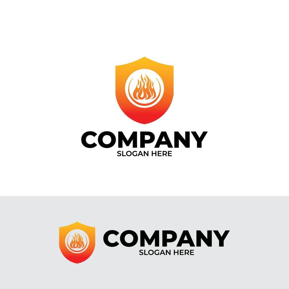 Silhouette Of Fire Shield Logo Design vector