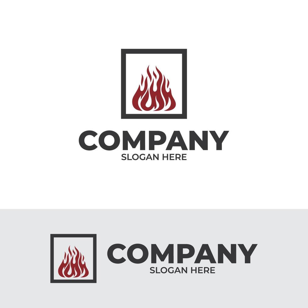 Silhouette of fire flame logo design template vector