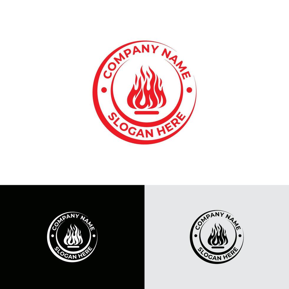 Silhouette of fire flame logo design template vector