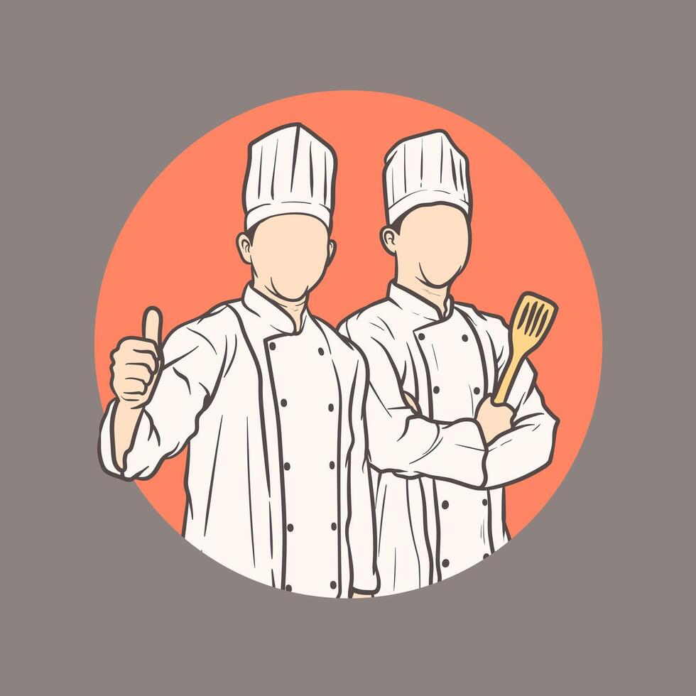 vector ilustración de dos cocineros en diferente poses