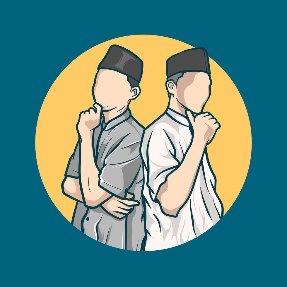 vector illustration of two students turning away from each other