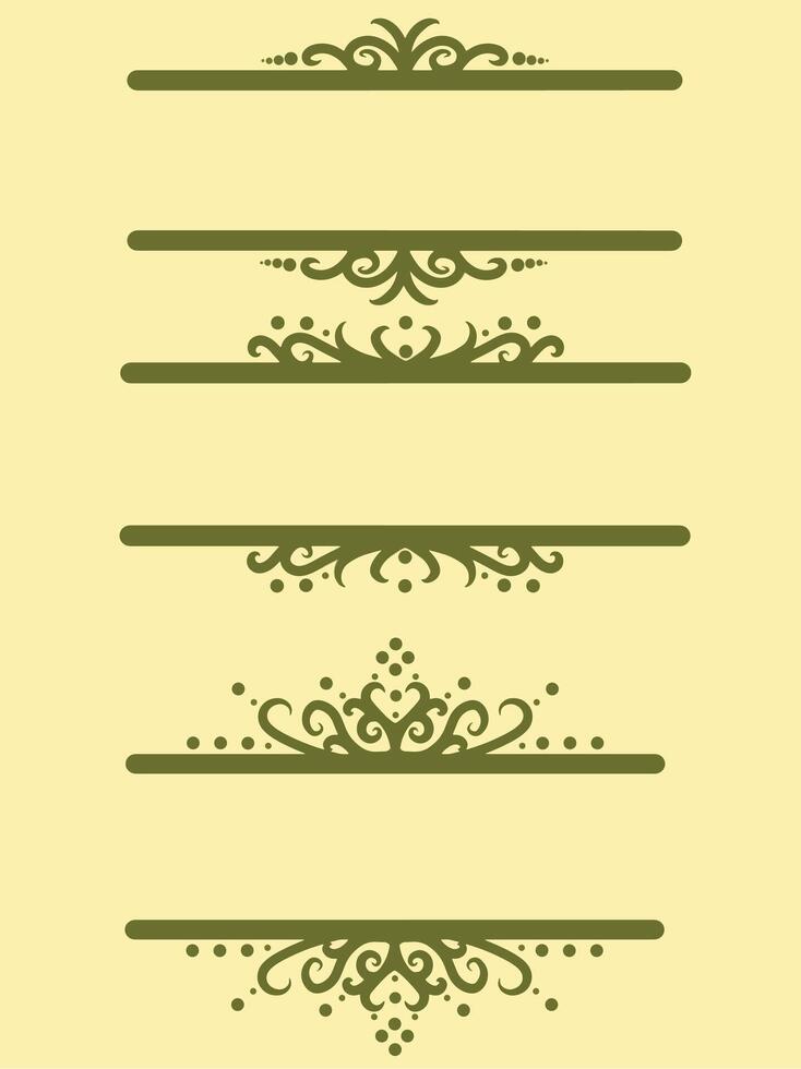 Simple set text frame green line art ornament decorative vector