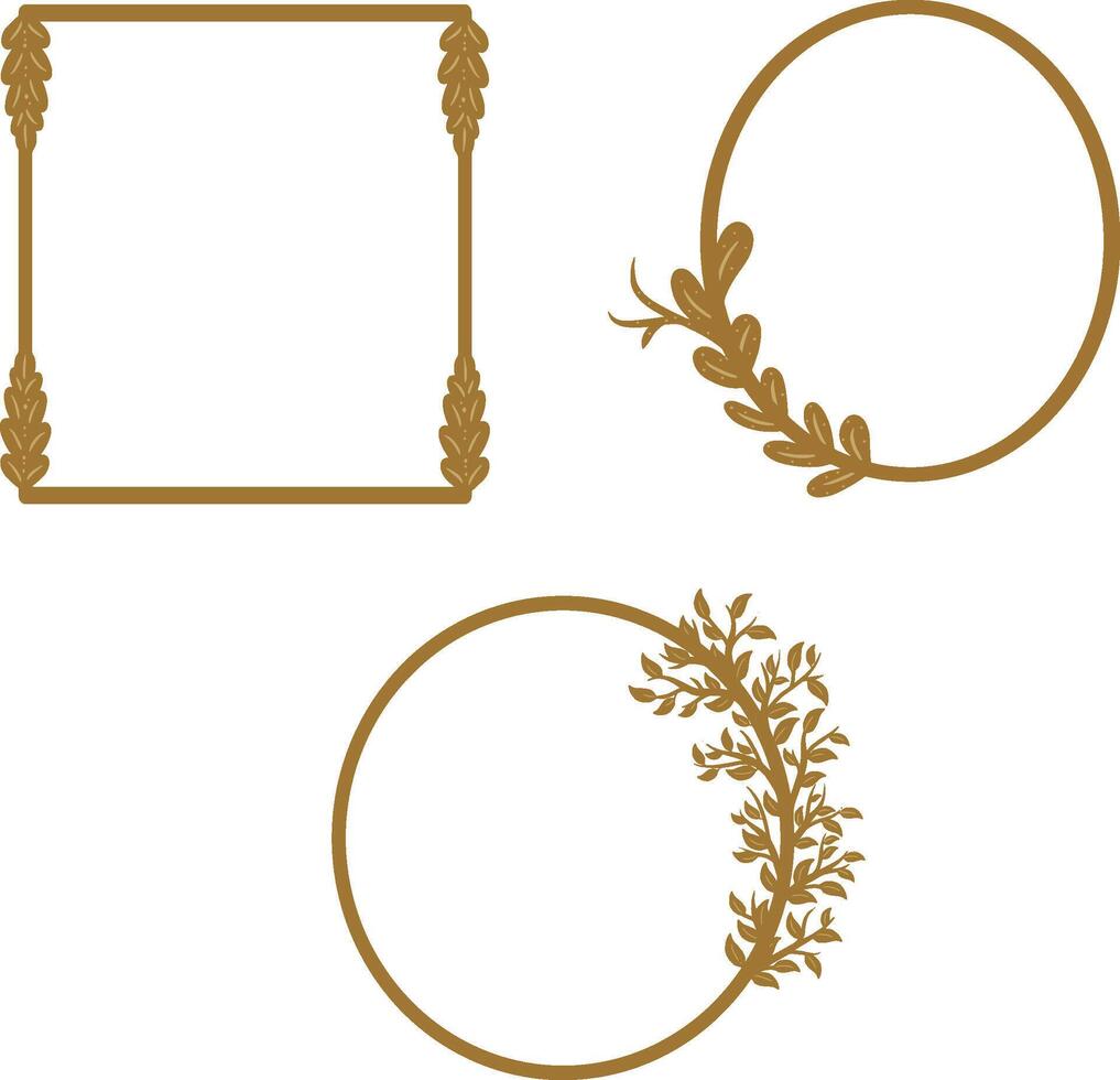 simple beuatifull gold floral ornament frame border vector