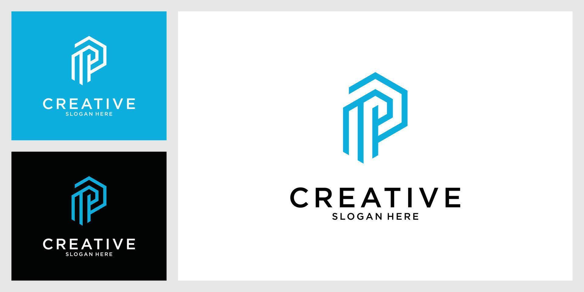 P or PP initial letter logo design vector