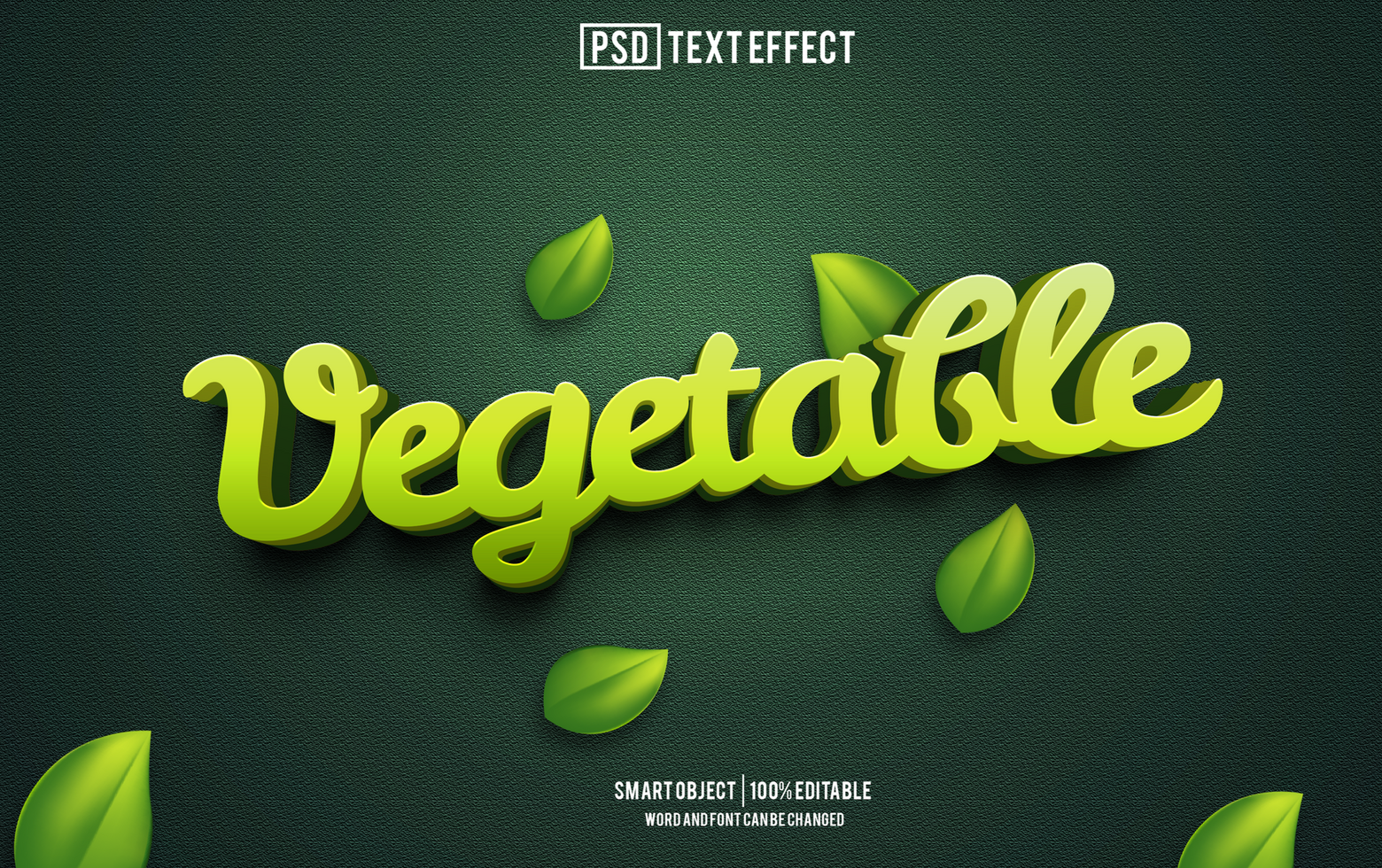 groente tekst effect, doopvont bewerkbaar, typografie, 3d tekst. psd