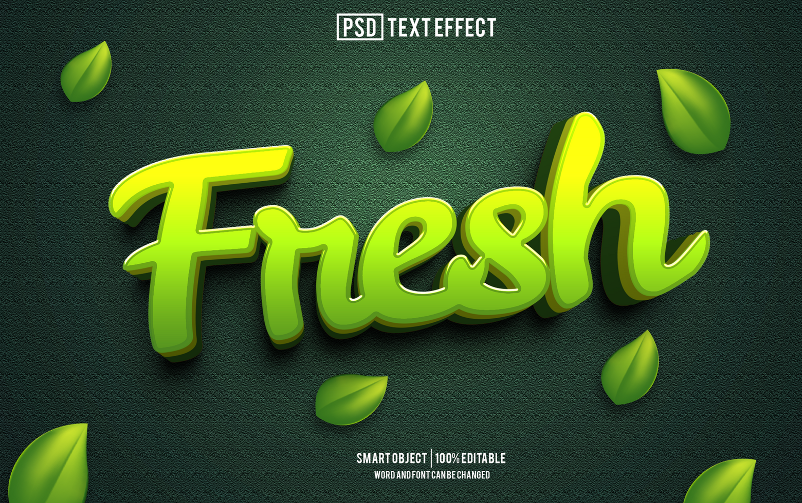 fresh  text effect, font editable, typography, 3d text psd