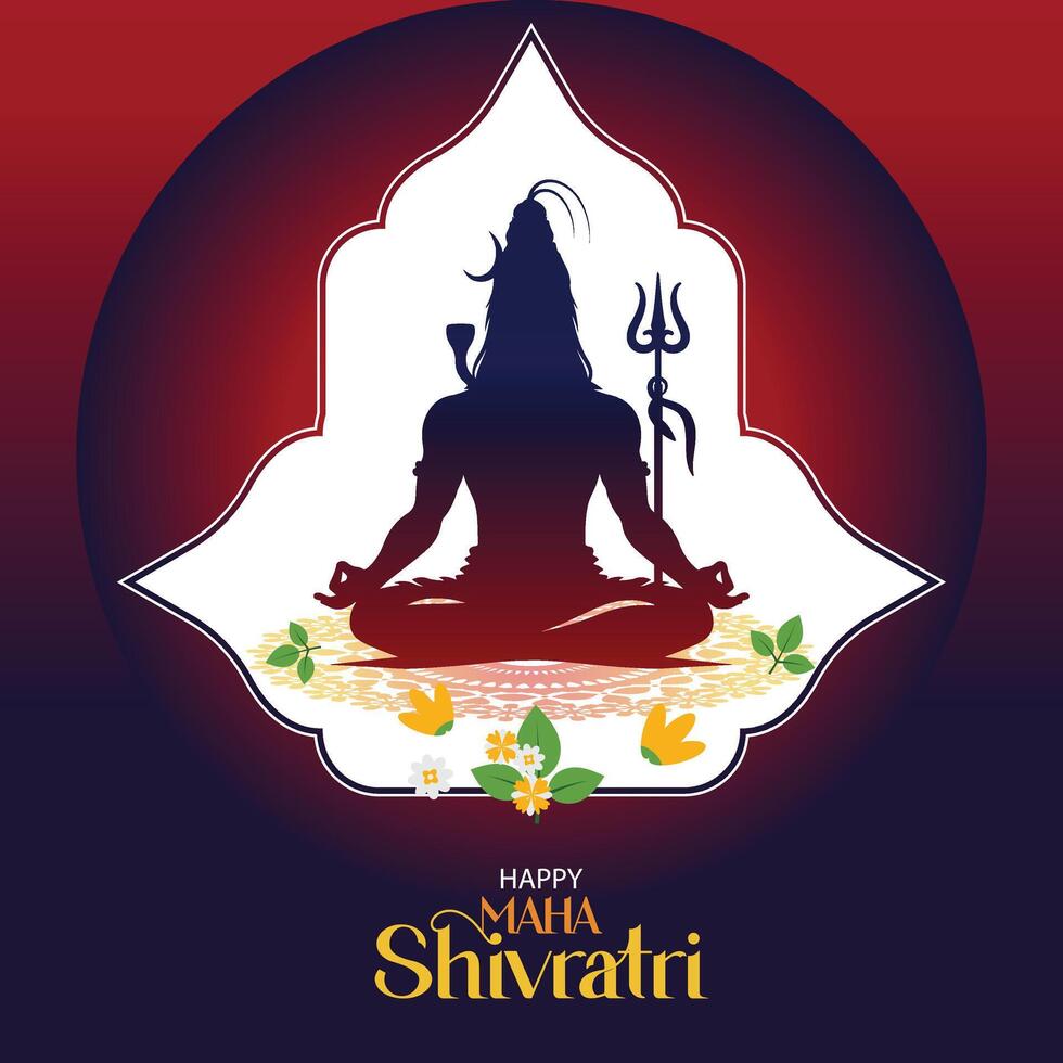 Maha Shivratri Celebration Post and Baackground with Lord Shiva Silhouette Vector Illustration