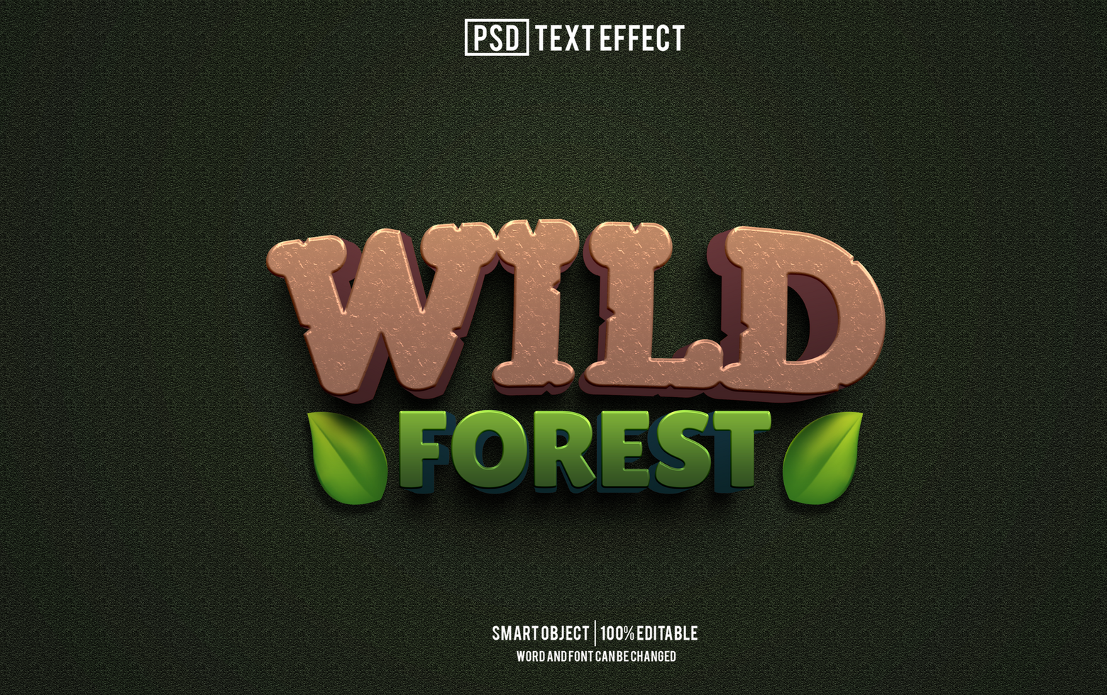 wild forest ext effect, font editable, typography, 3d text psd