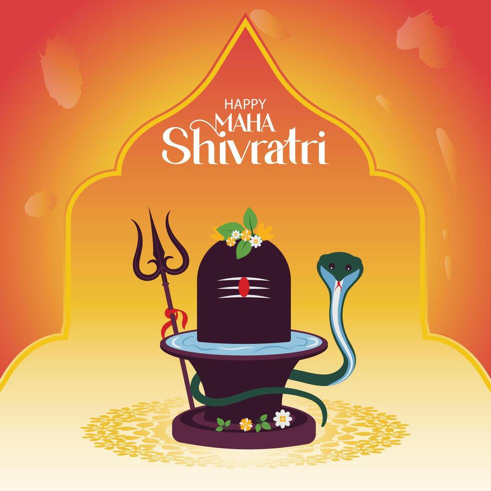 Maha Shivratri Celebration Post and Baackground with Lord Shiva Shivling Vector Illustration