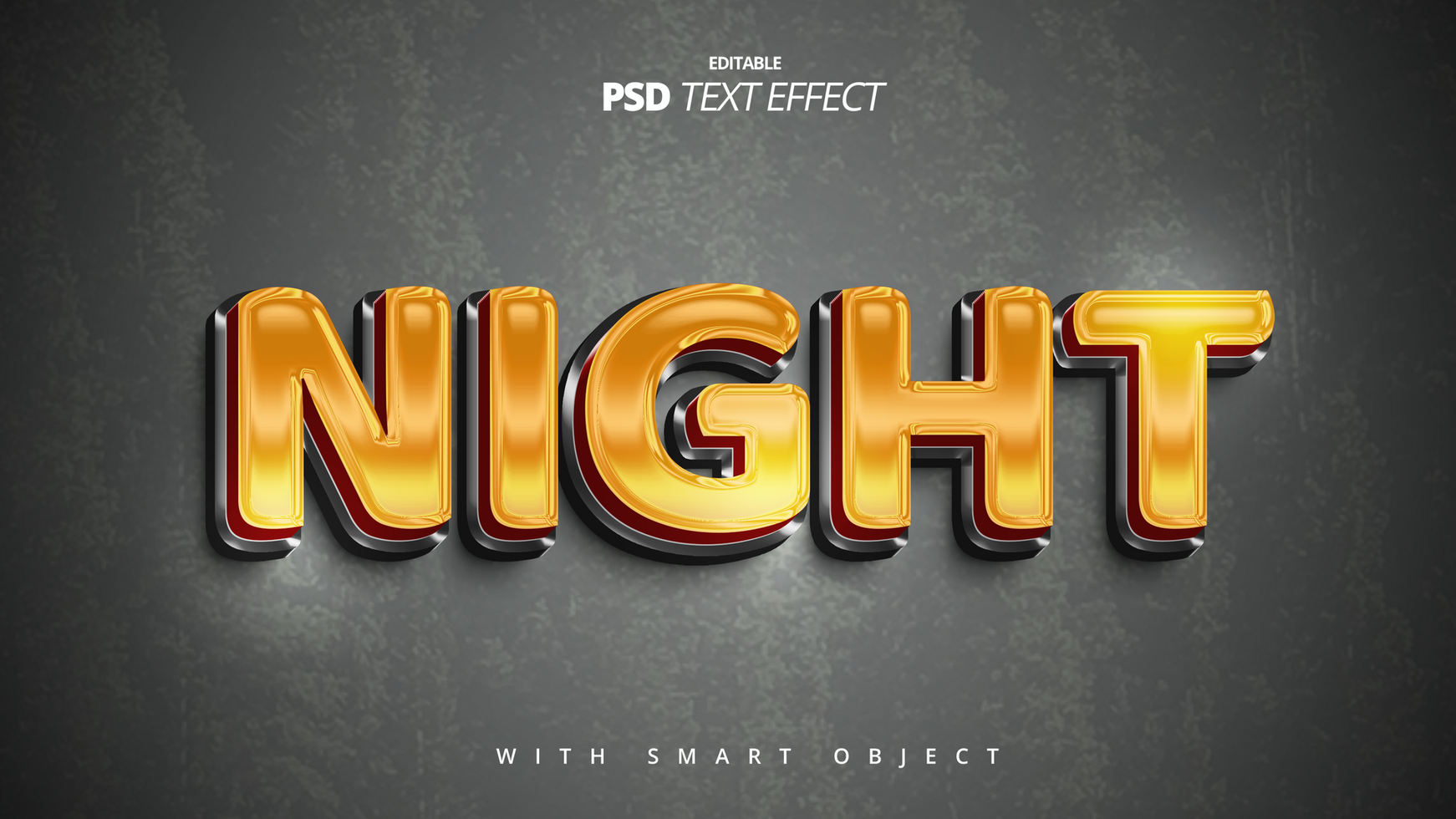 golden Nacht 3d Text bewirken Vorlage Design psd