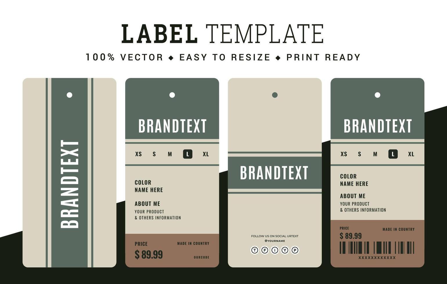 Hang tag label and price tag apparel care label design innovation garments accessories sustainability packaging design and vintage fashion product. vector