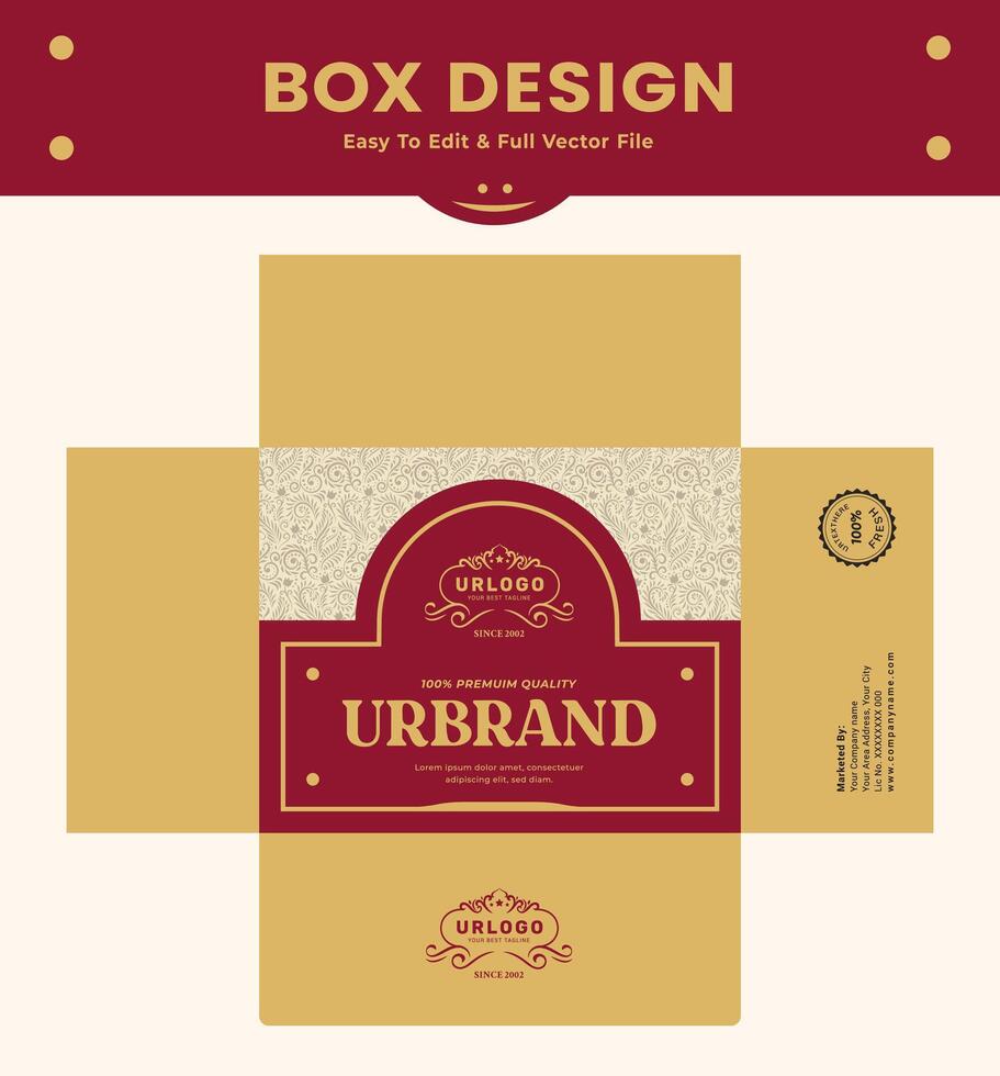 Sweet box design, packaging box label, sweet bakery food box gift pack branding. vector