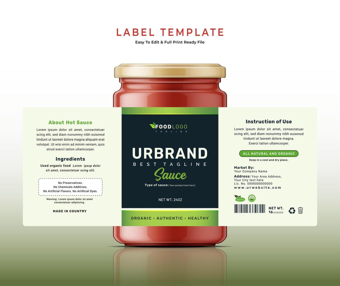 Tomato sauce label bottle jar food sticker banner hot red chili ketchup packaging design. vector