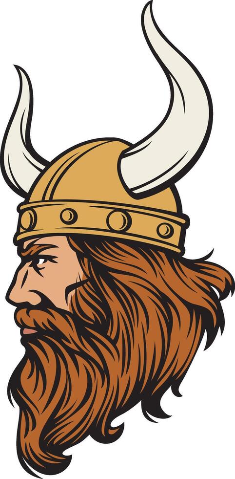 Viking Face with Horned Helmet - Mascot. Vector Illustration.