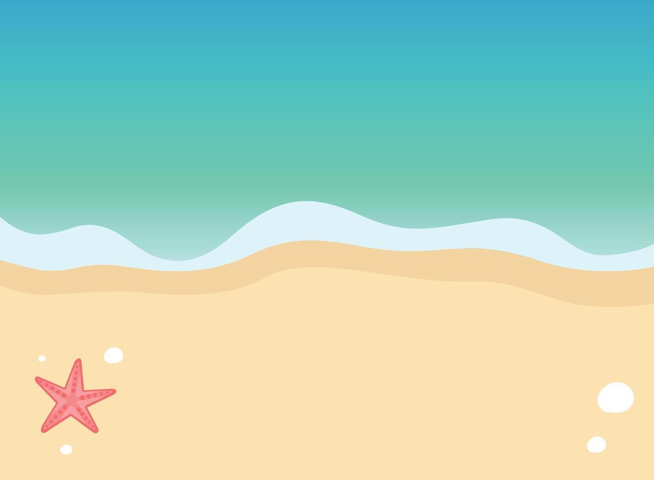 Summer holiday on sand beach with starfish vector illustration