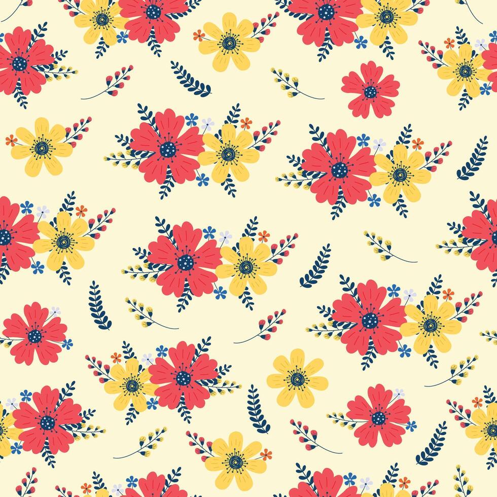 Seamless floral pattern with flower for Wedding, anniversary, birthday and party. Design for banner, card, invitation, and scrapbook. Vector illustration